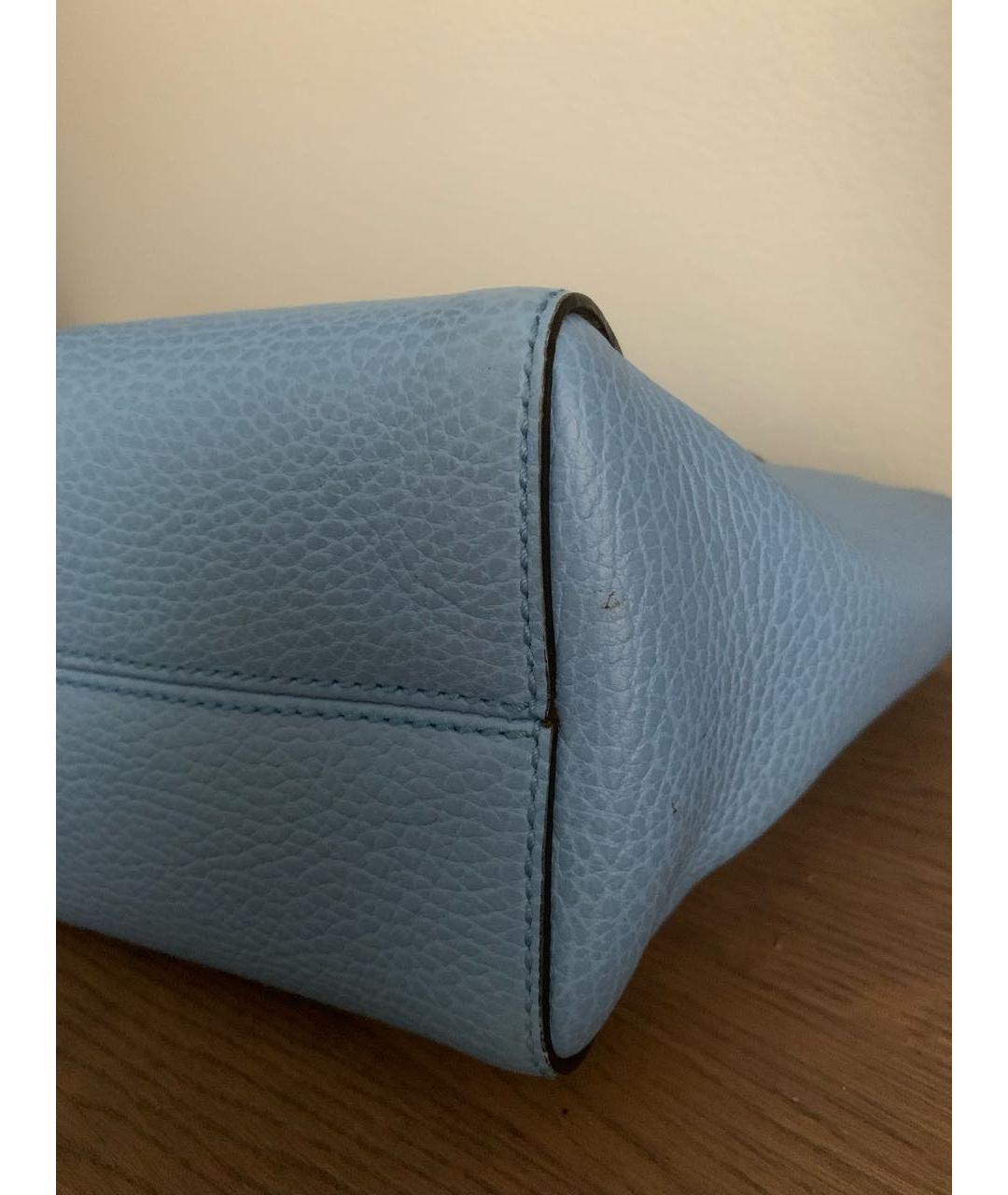 GUCCI Голубая кожаная сумка с короткими ручками, фото 6