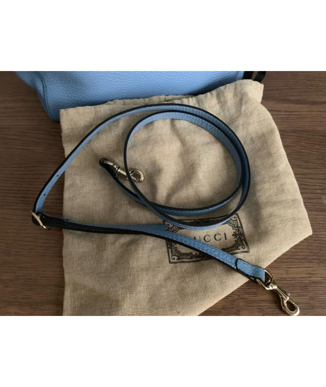 GUCCI Голубая кожаная сумка с короткими ручками, фото 7