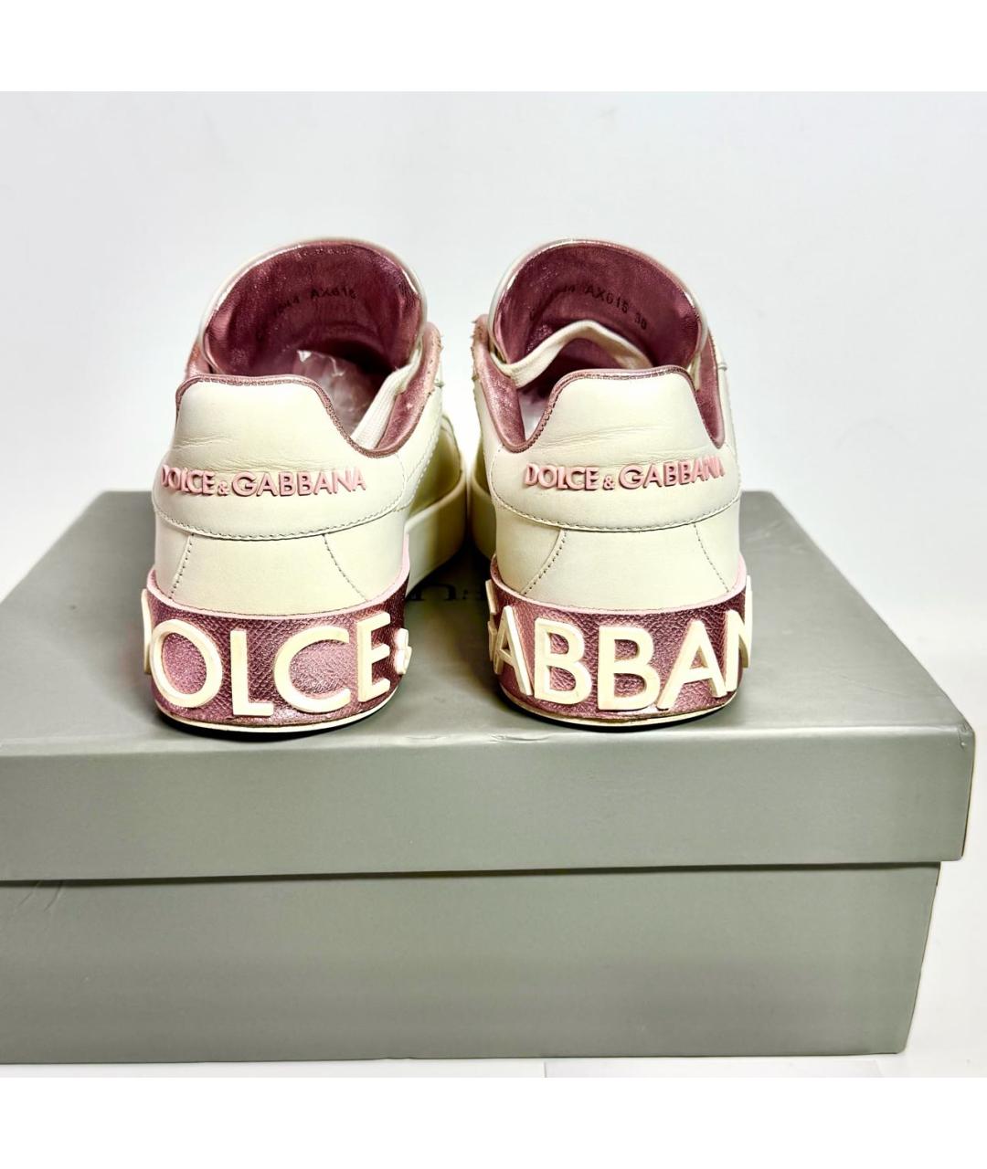 DOLCE&GABBANA Белые кожаные кеды, фото 4