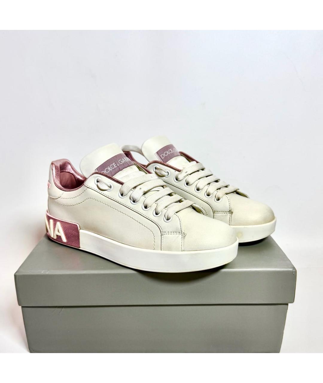 DOLCE&GABBANA Белые кожаные кеды, фото 6