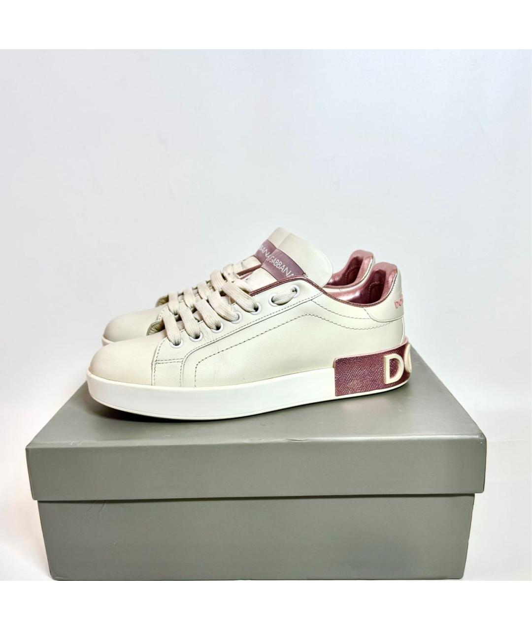 DOLCE&GABBANA Белые кожаные кеды, фото 7