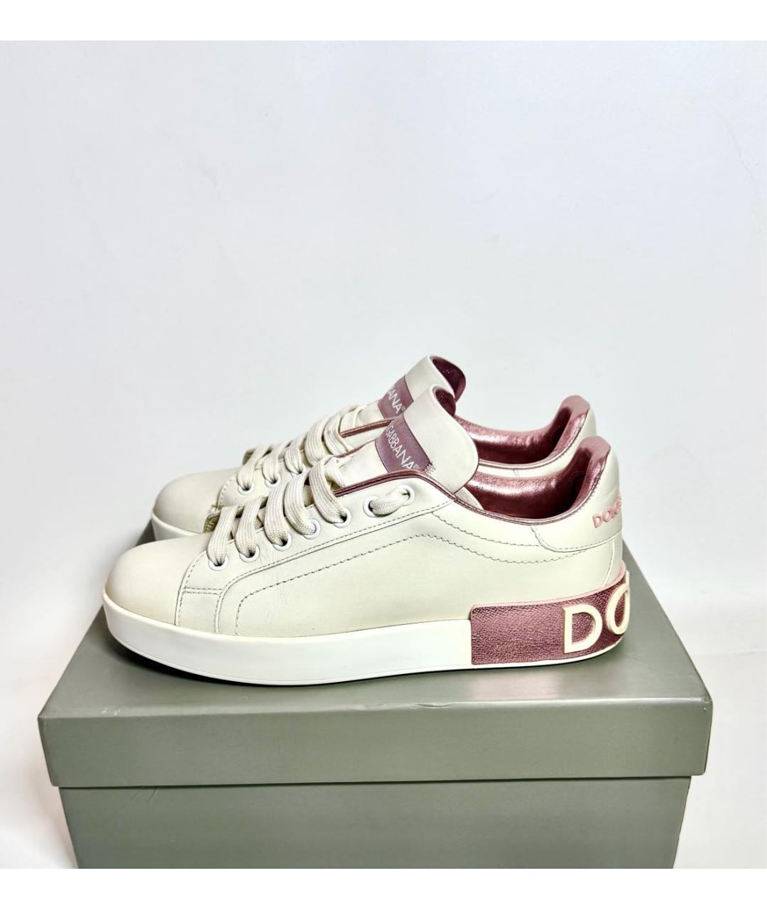 DOLCE&GABBANA Белые кожаные кеды, фото 5