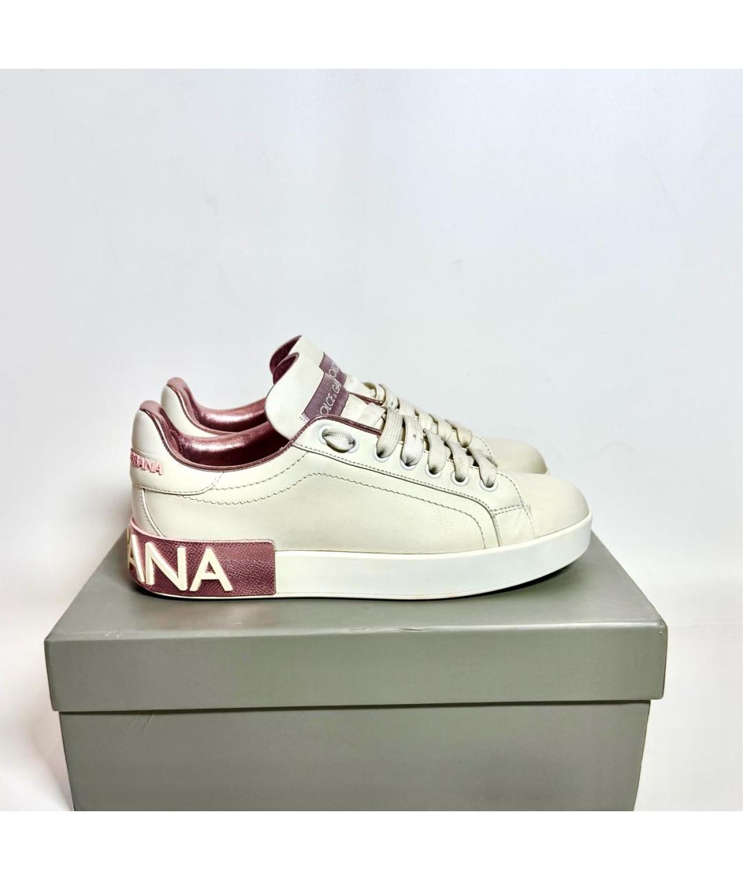 DOLCE&GABBANA Белые кожаные кеды, фото 9