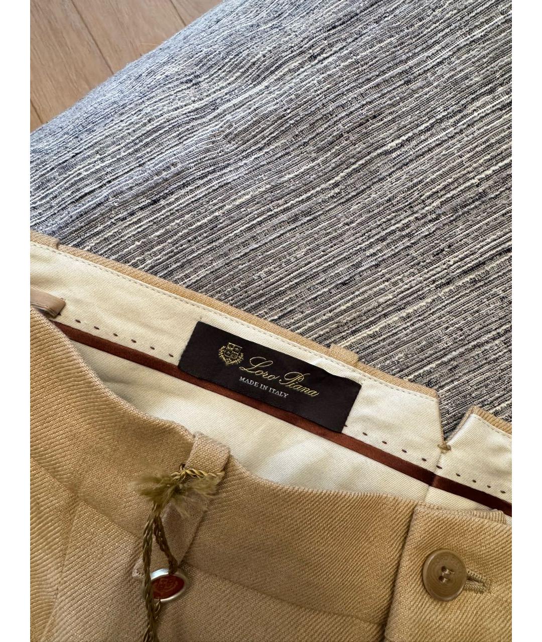 LORO PIANA Бежевые льняные брюки узкие, фото 4