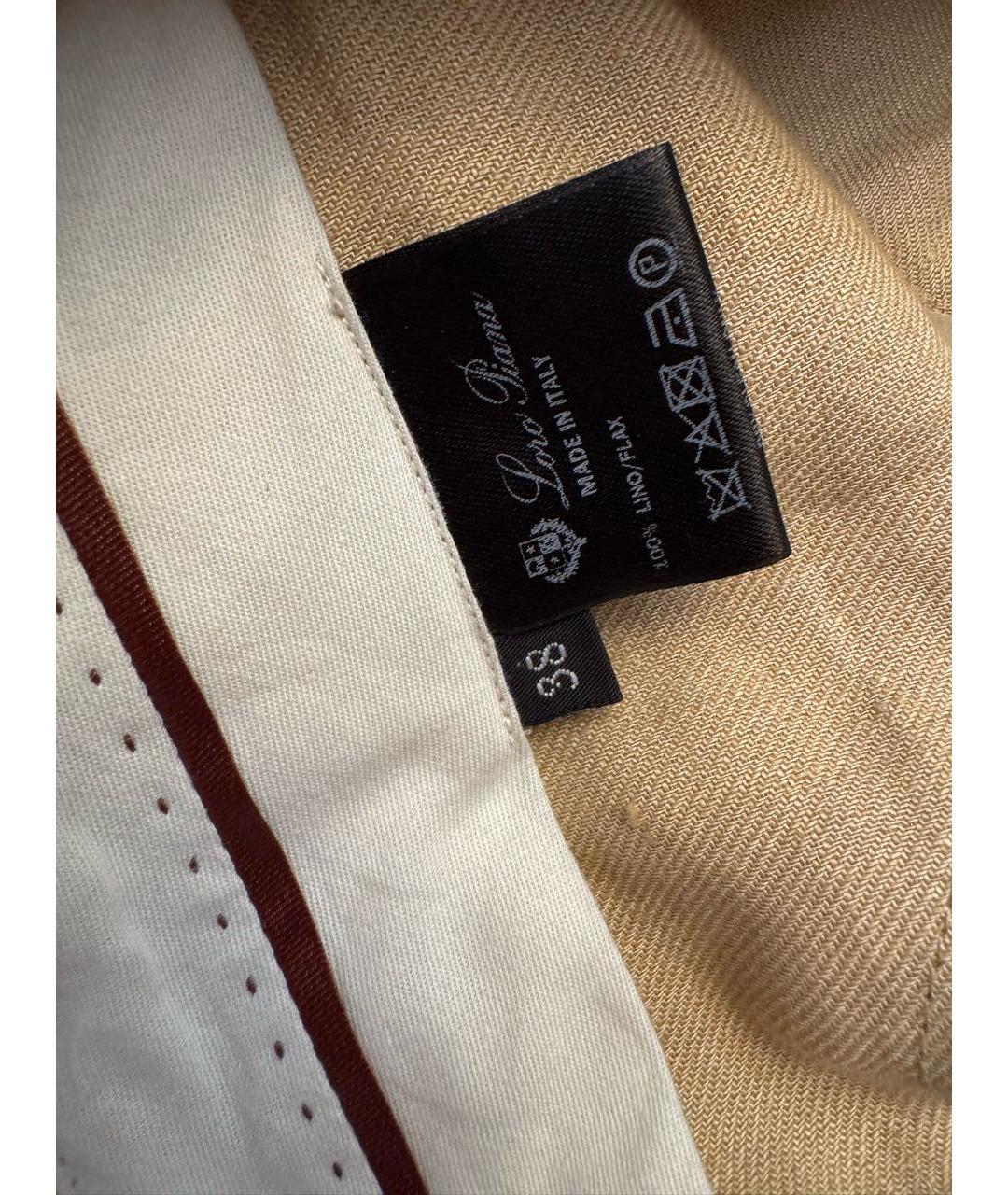 LORO PIANA Бежевые льняные брюки узкие, фото 5