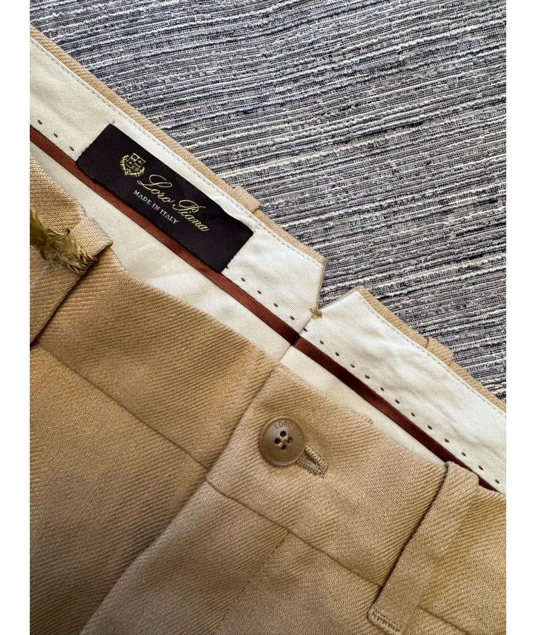 LORO PIANA Бежевые льняные брюки узкие, фото 8