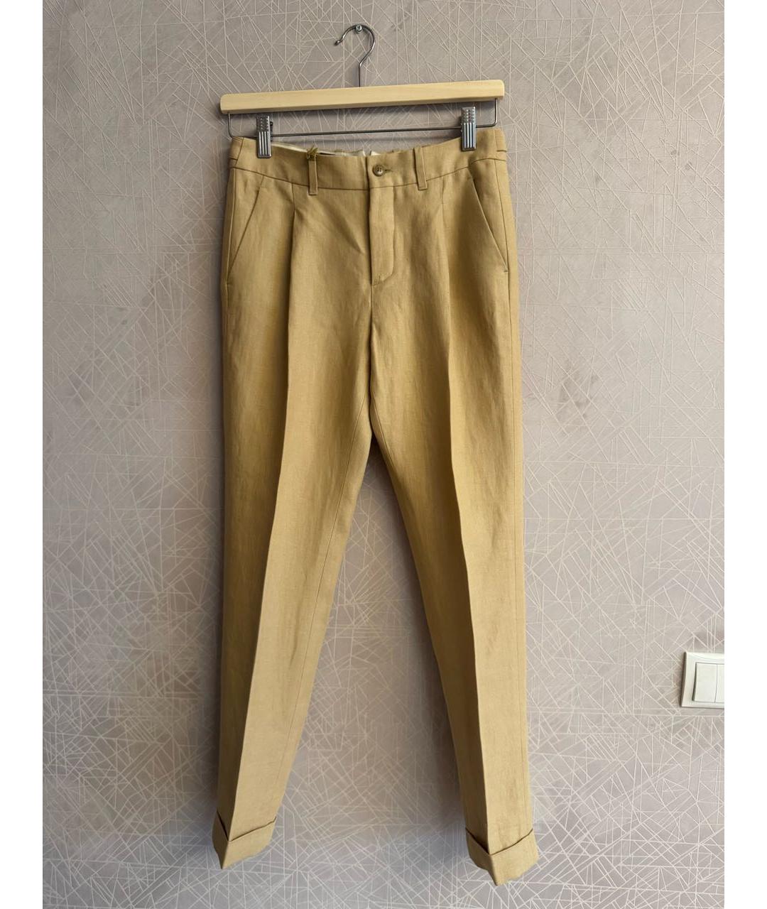 LORO PIANA Бежевые льняные брюки узкие, фото 9