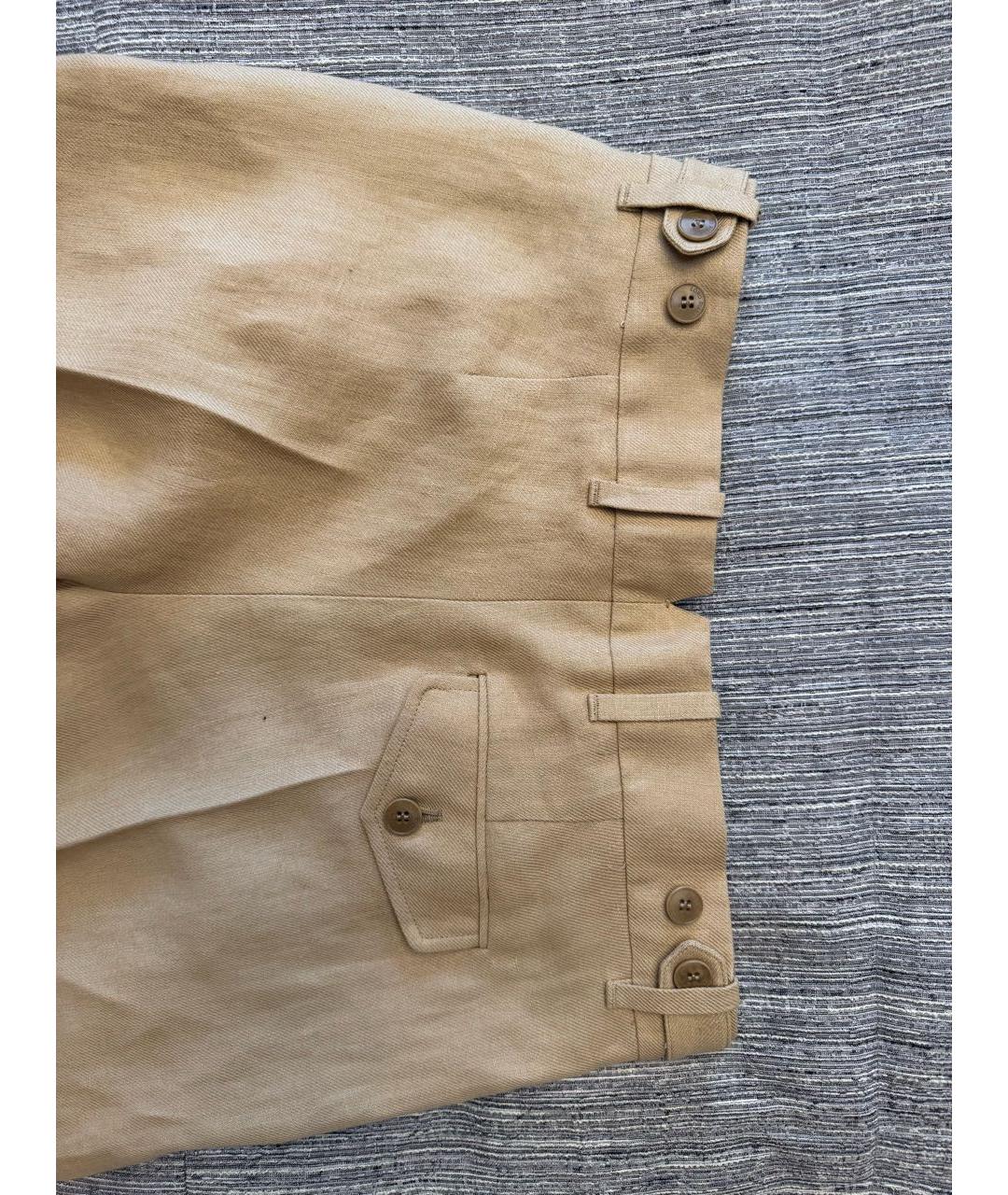 LORO PIANA Бежевые льняные брюки узкие, фото 6