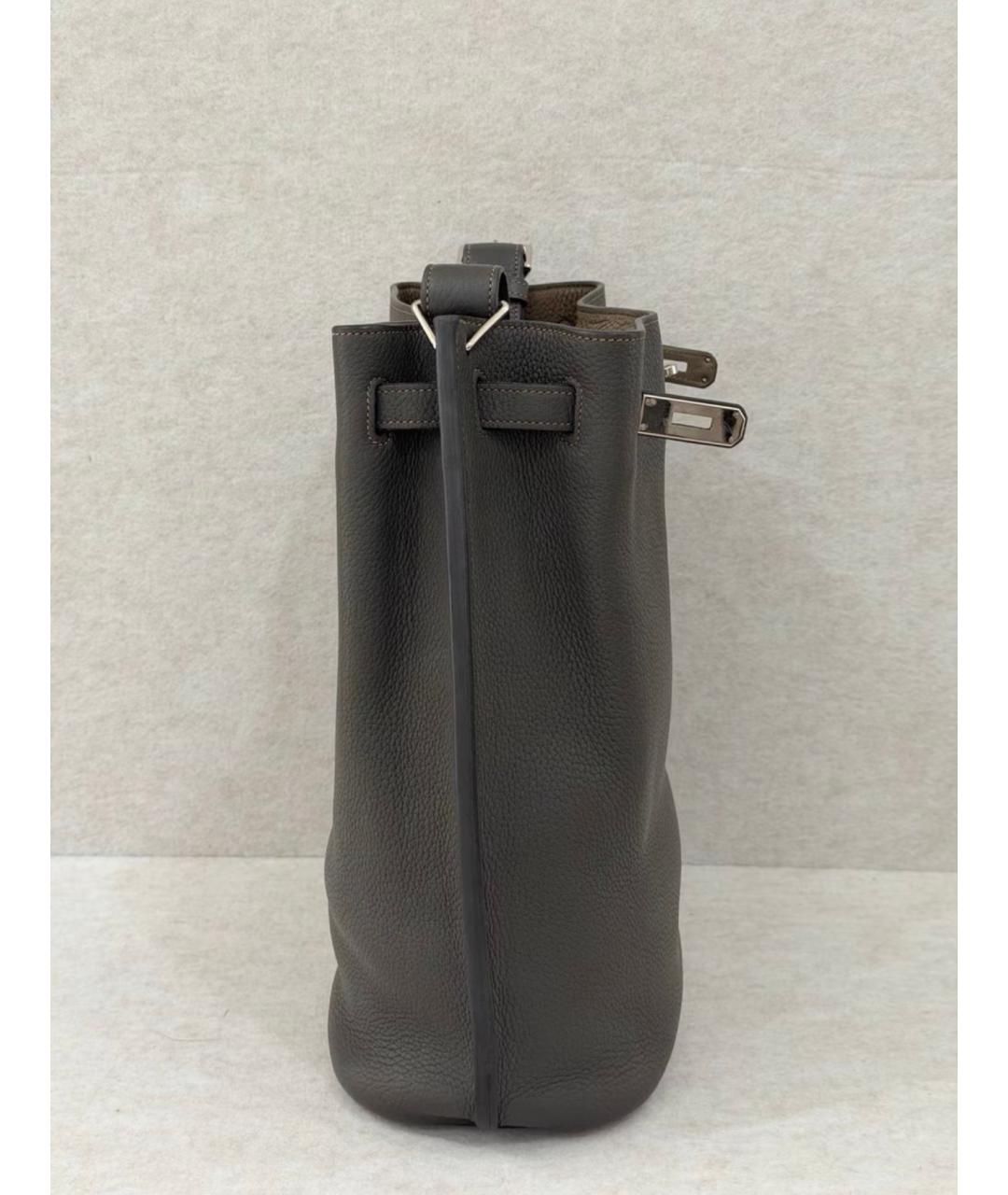 HERMES Серая кожаная сумка через плечо, фото 4
