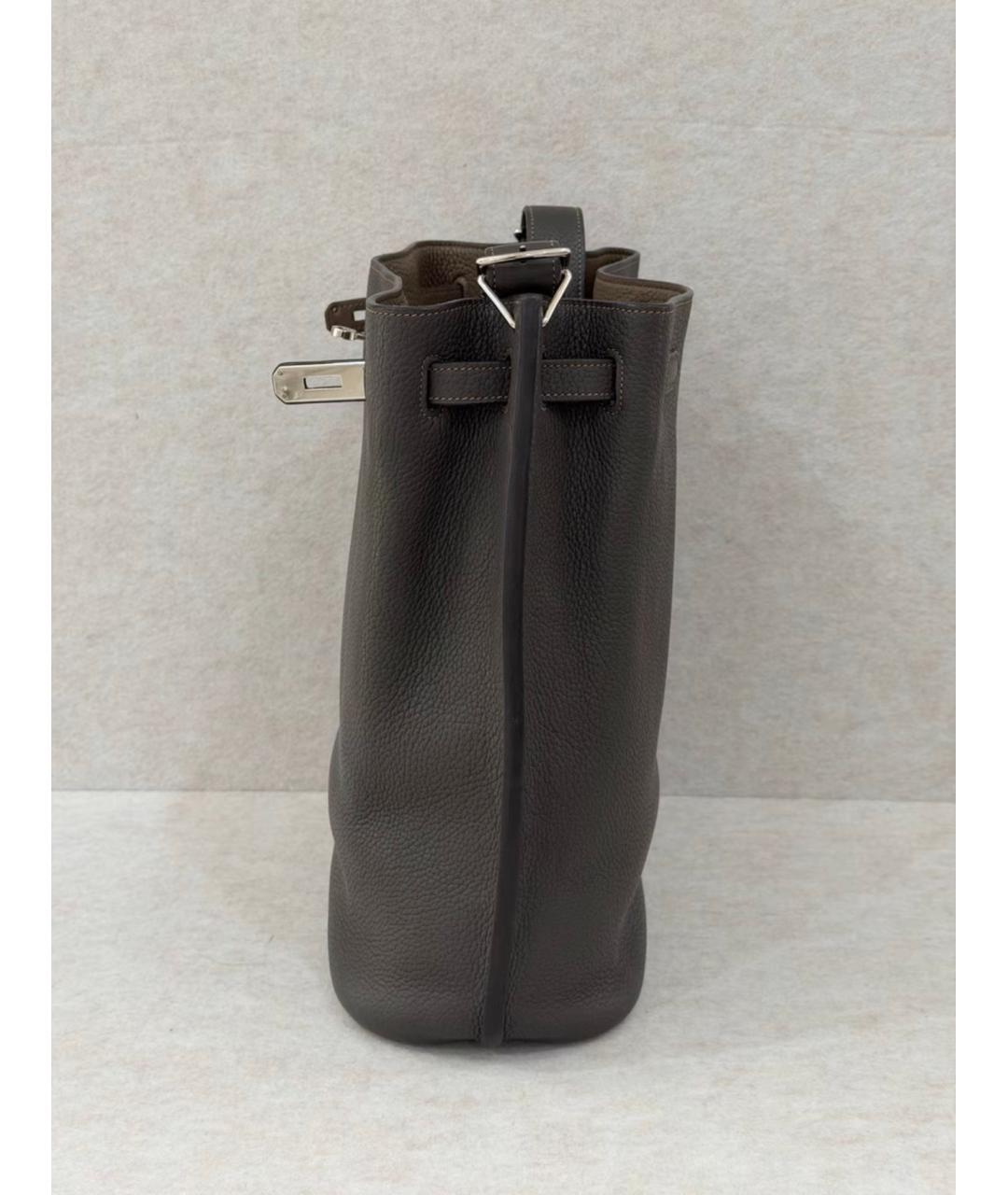 HERMES Серая кожаная сумка через плечо, фото 5
