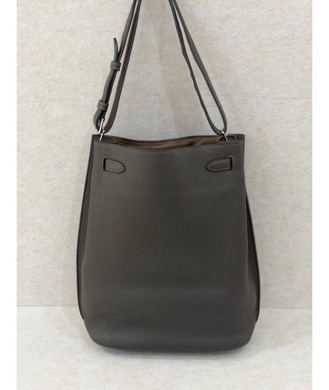 HERMES Серая кожаная сумка через плечо, фото 3