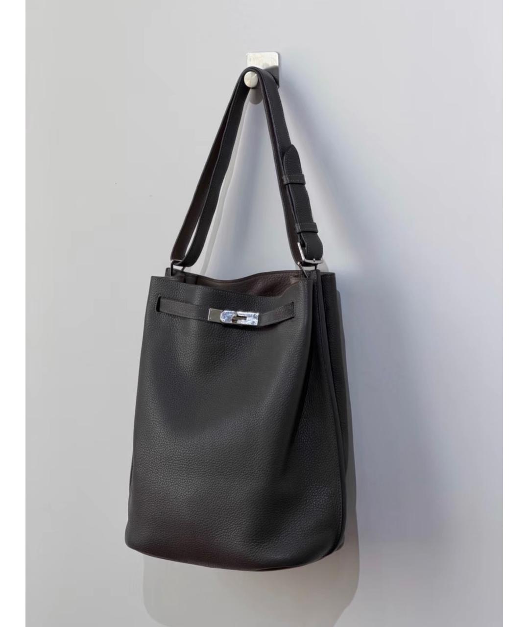 HERMES Серая кожаная сумка через плечо, фото 2