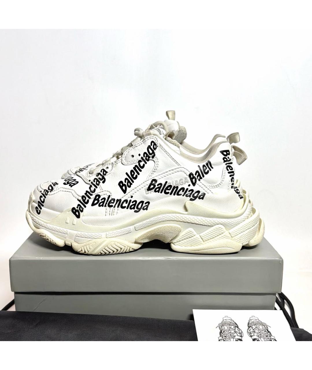 BALENCIAGA Белые кроссовки из искусственной кожи, фото 5