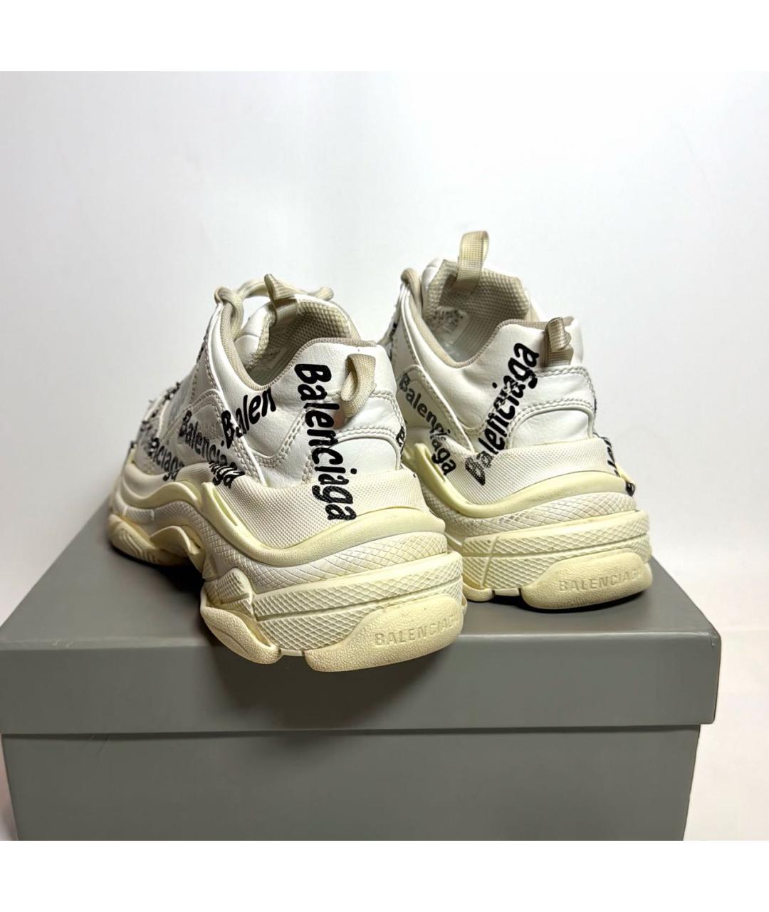 BALENCIAGA Белые кроссовки из искусственной кожи, фото 4