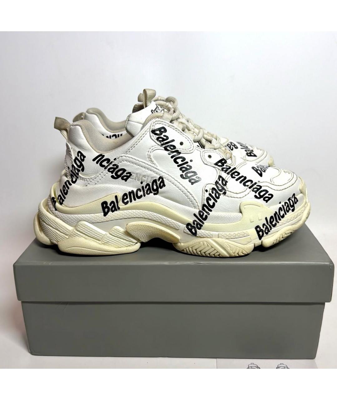 BALENCIAGA Белые кроссовки из искусственной кожи, фото 8