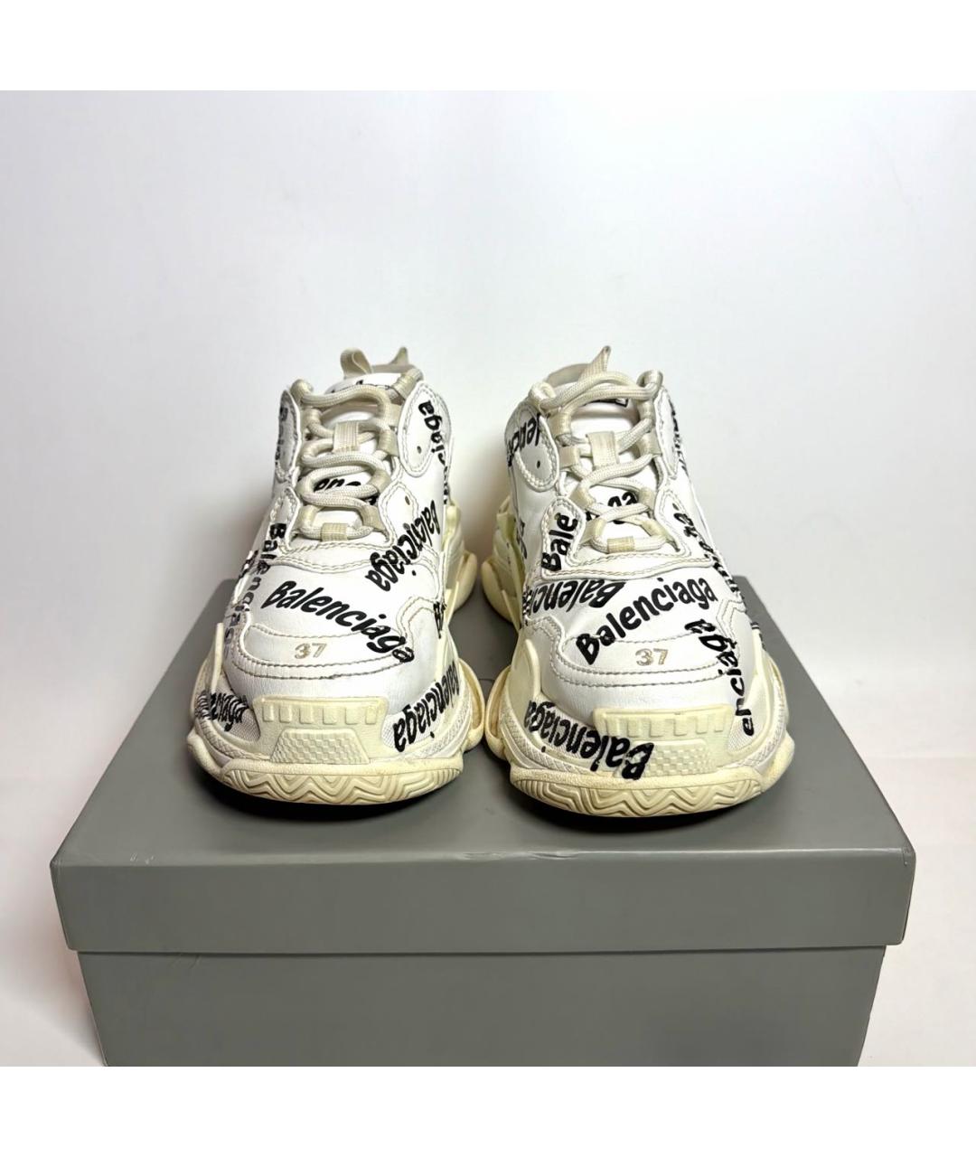 BALENCIAGA Белые кроссовки из искусственной кожи, фото 2