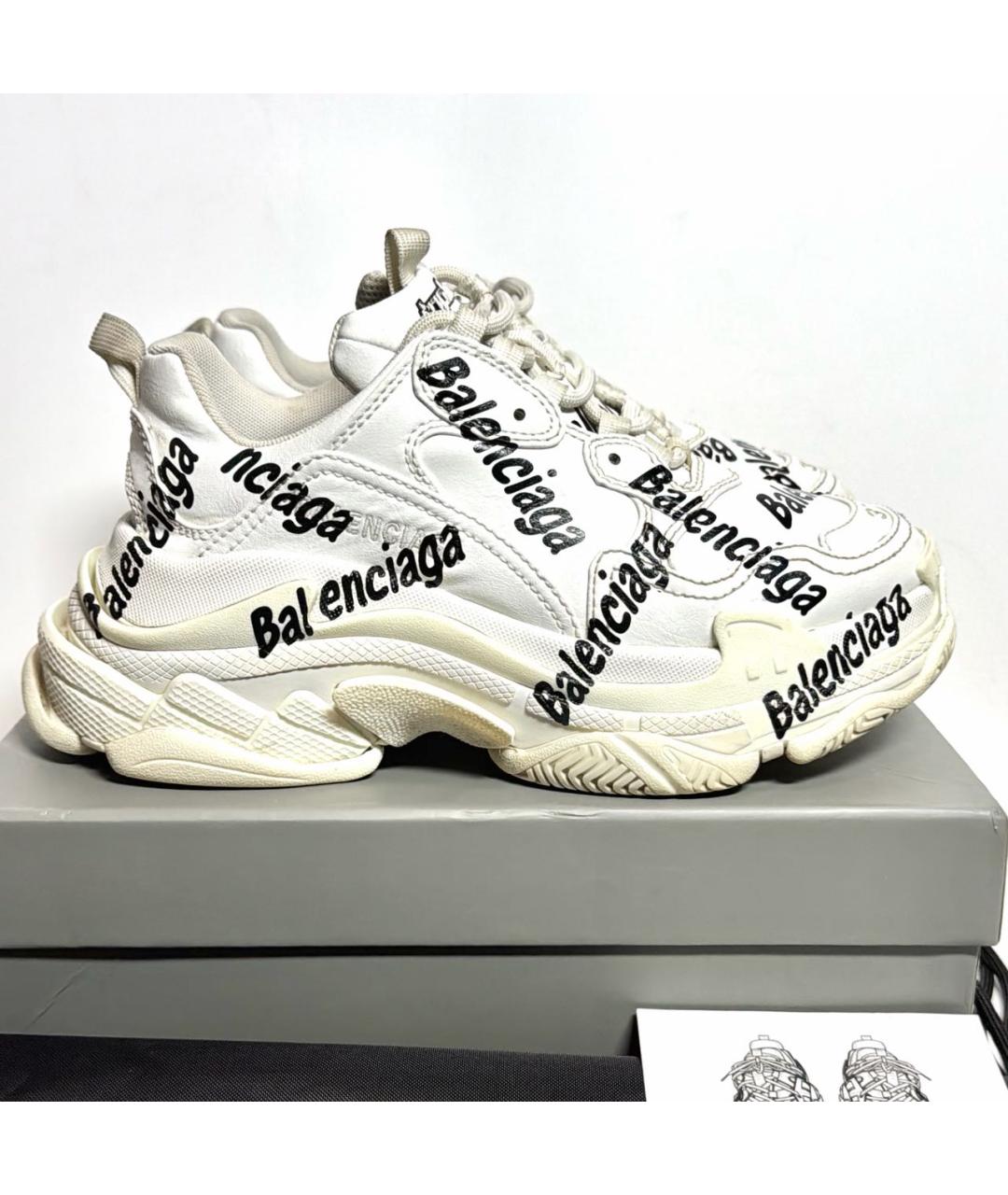 BALENCIAGA Белые кроссовки из искусственной кожи, фото 6