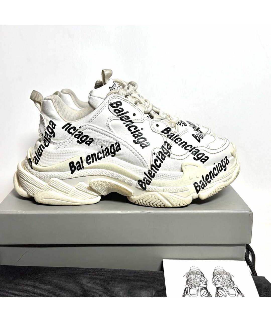 BALENCIAGA Белые кроссовки из искусственной кожи, фото 9