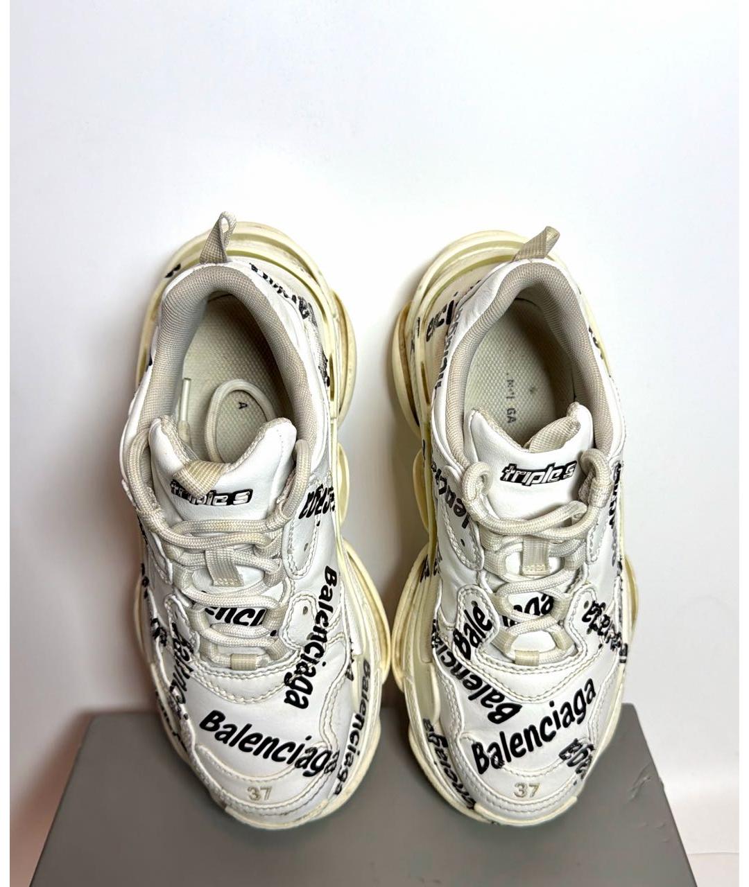 BALENCIAGA Белые кроссовки из искусственной кожи, фото 3