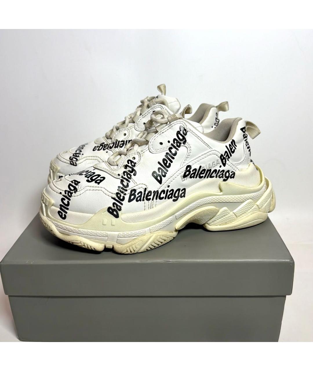 BALENCIAGA Белые кроссовки из искусственной кожи, фото 7