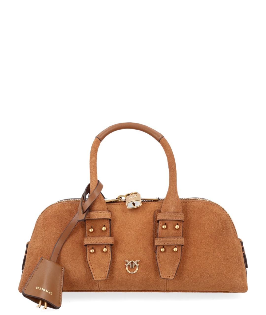 PINKO Коричневая кожаная сумка через плечо, фото 1