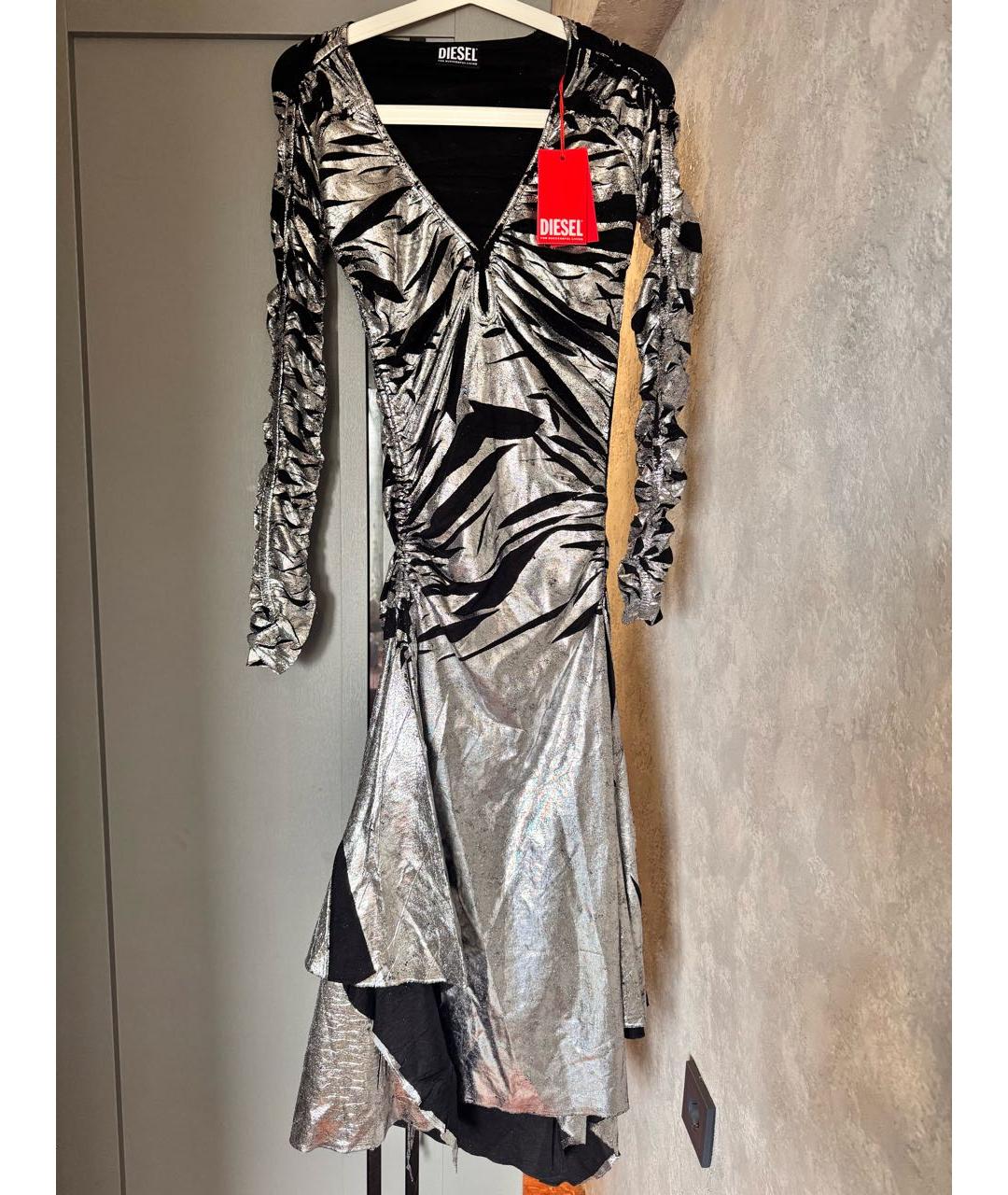 DIESEL Серебряное вечернее платье, фото 5