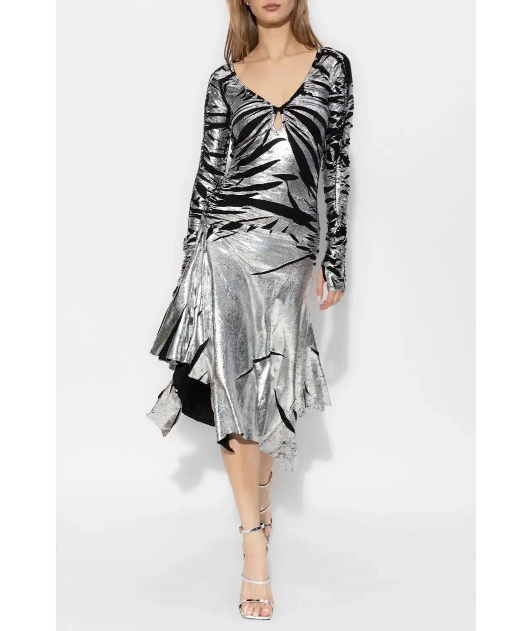 DIESEL Серебряное вечернее платье, фото 2
