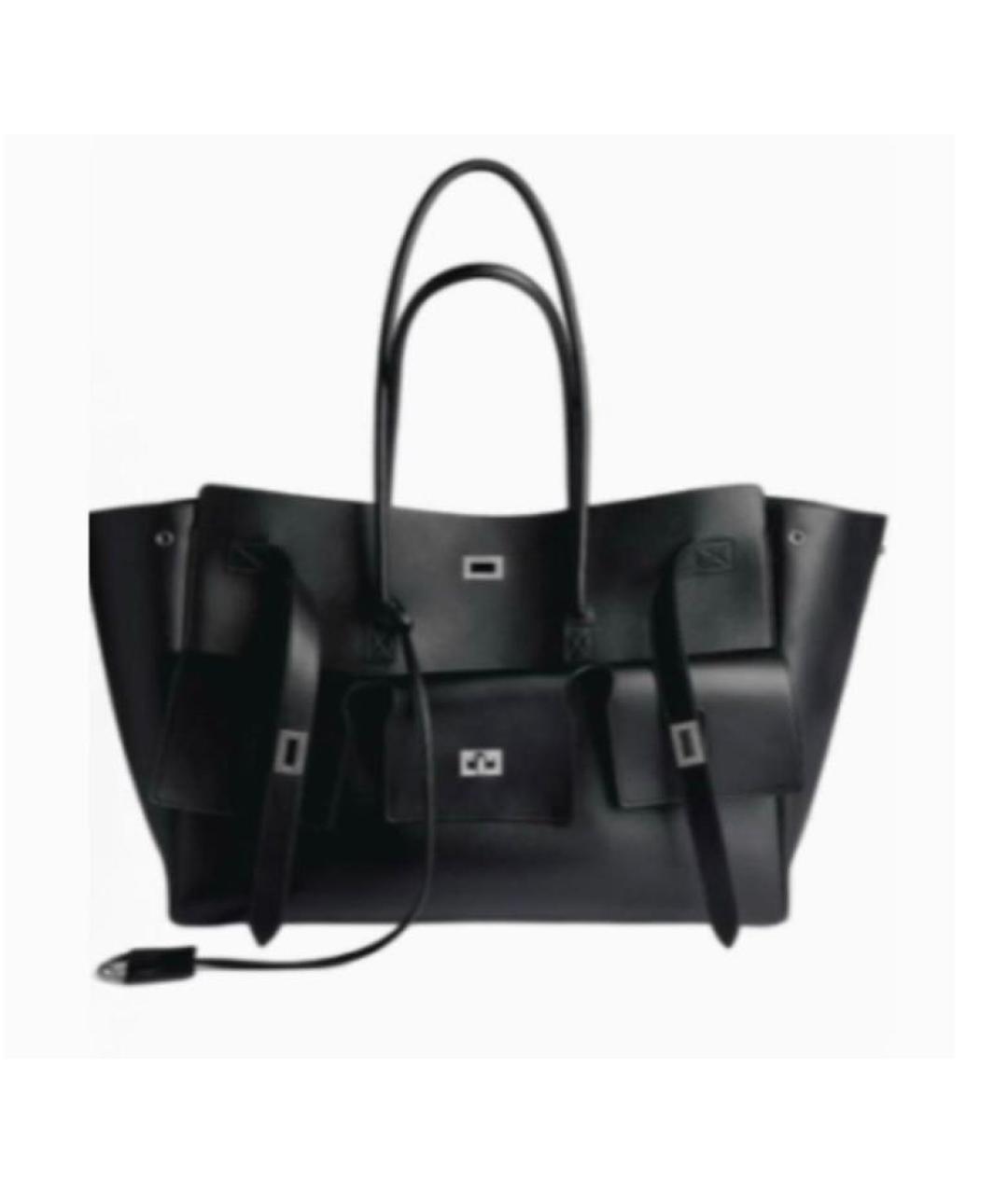 BALENCIAGA Черная кожаная сумка тоут, фото 1