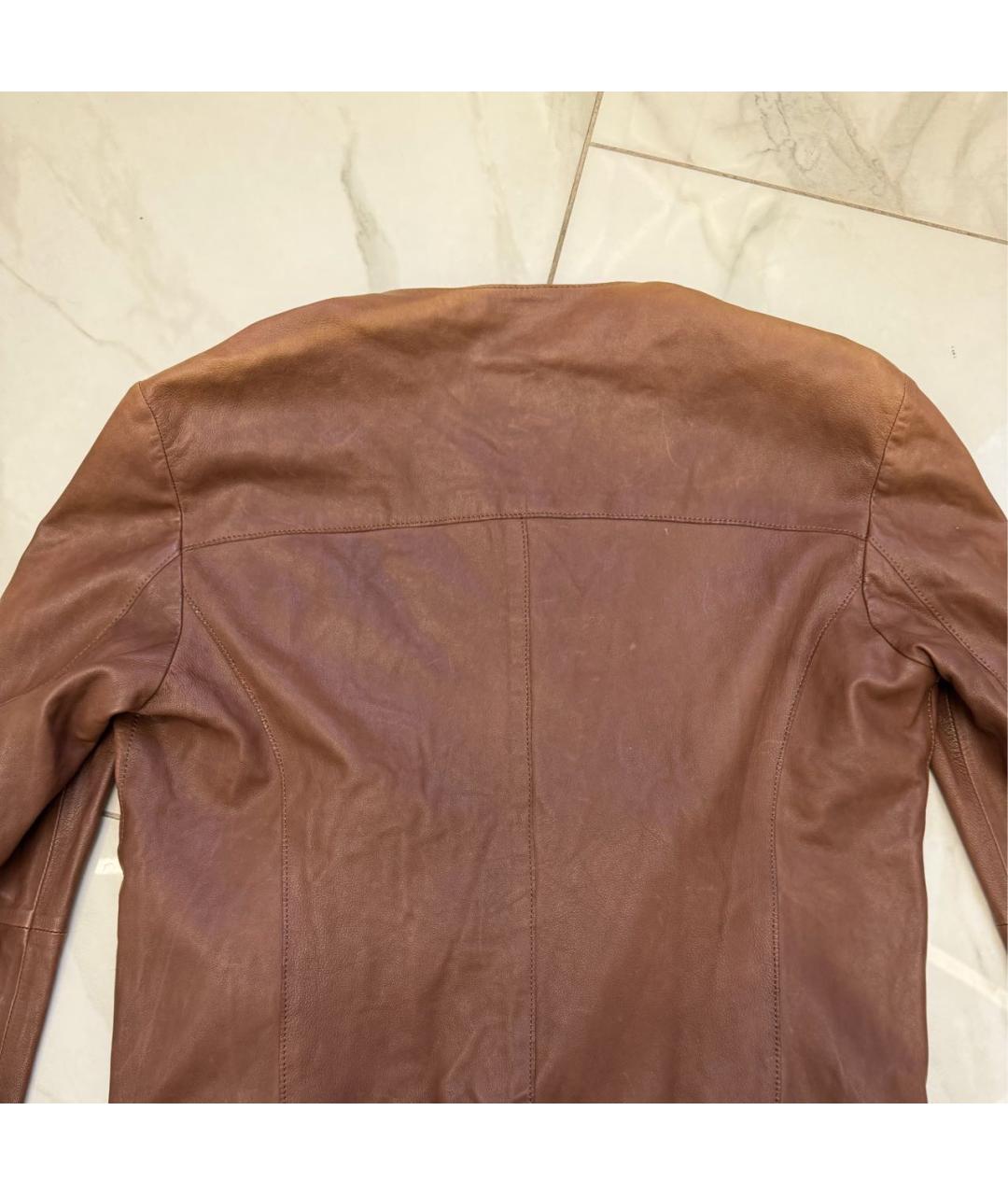 EMPORIO ARMANI Коричневая кожаная куртка, фото 3