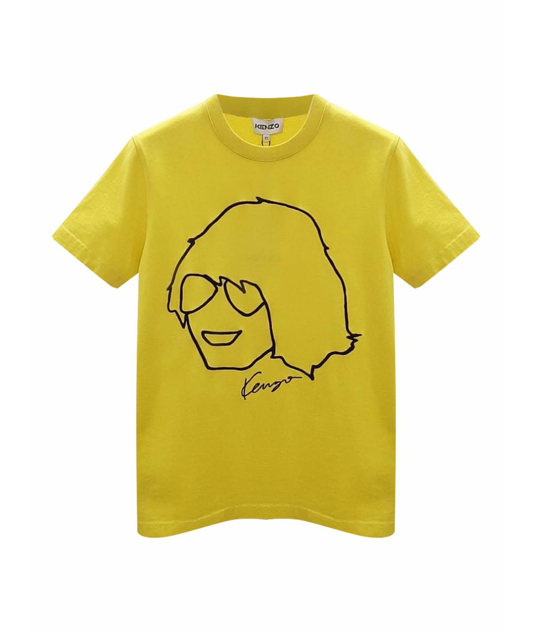 KENZO Желтая хлопковая футболка, фото 1