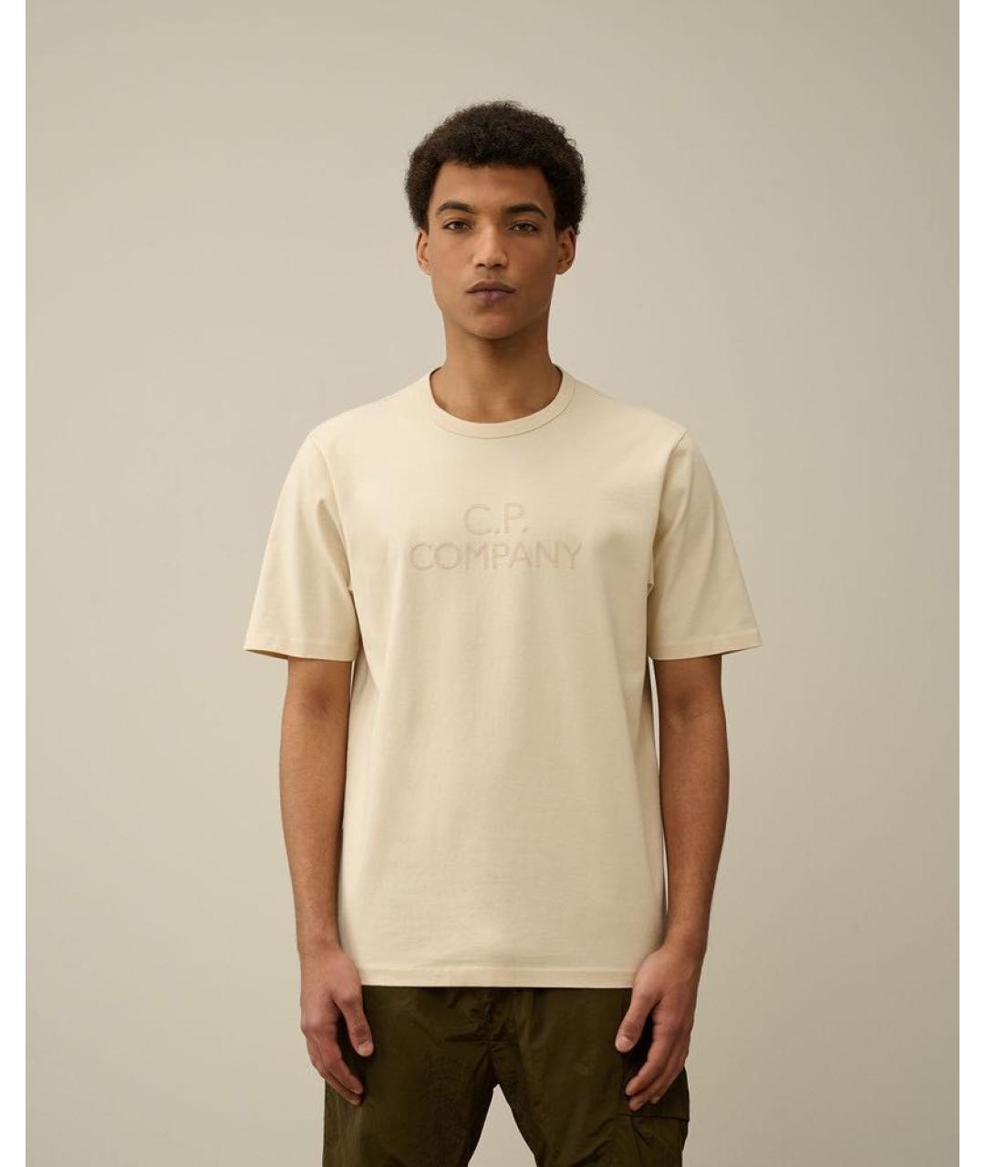 CP COMPANY Бежевая хлопковая футболка, фото 2