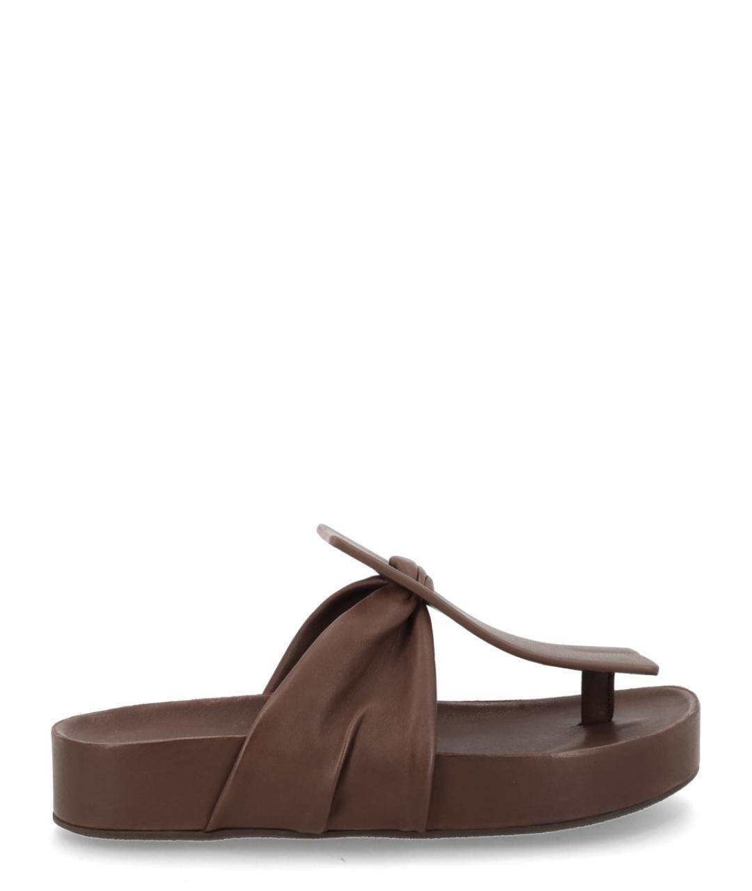 UMA WANG Коричневые кожаные сандалии, фото 1