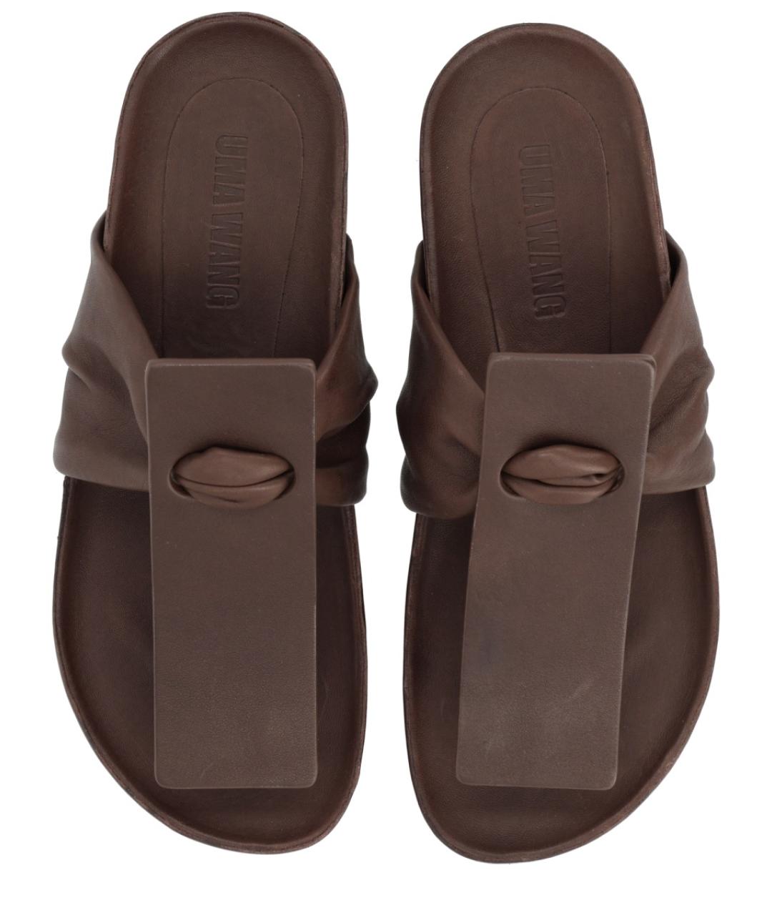UMA WANG Коричневые кожаные сандалии, фото 6