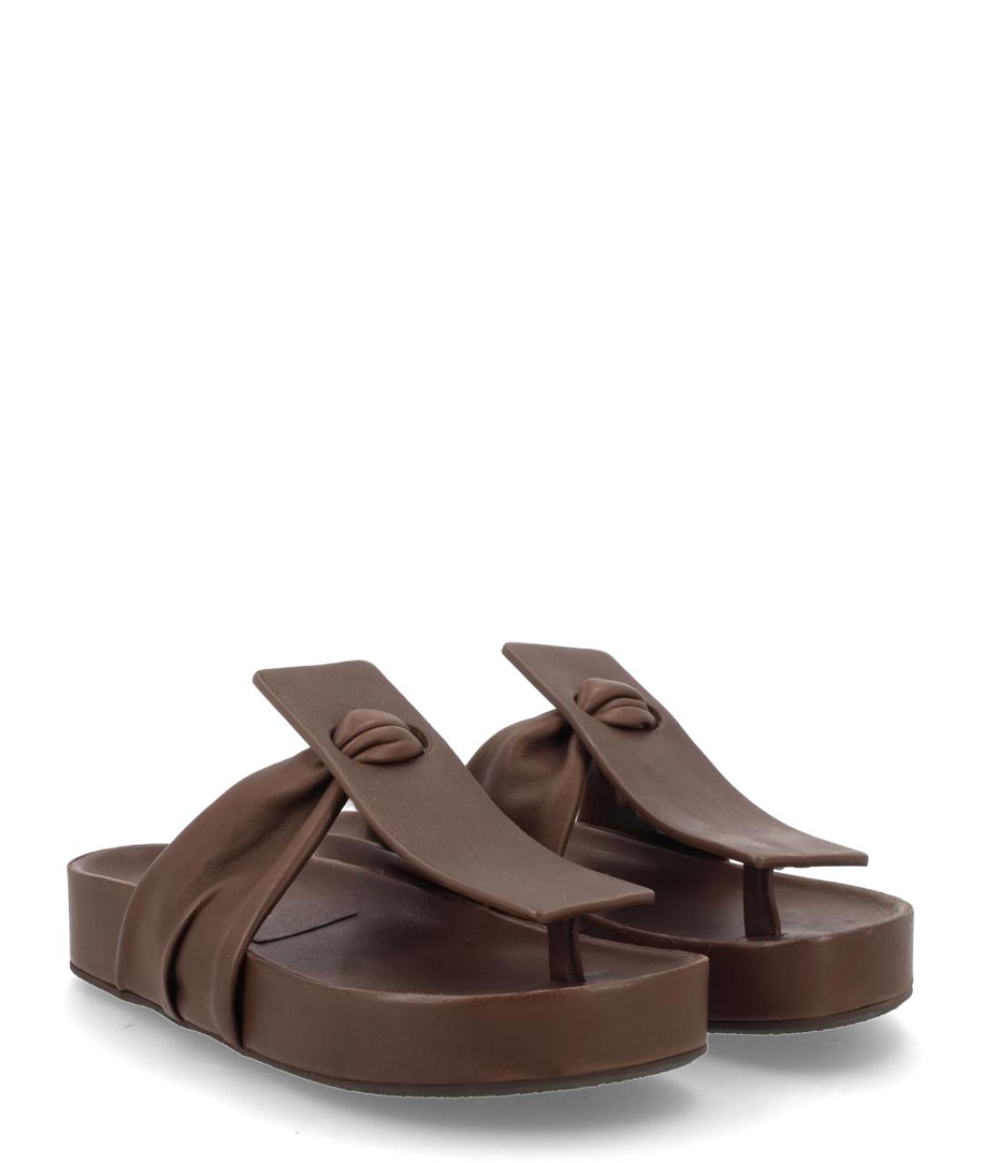 UMA WANG Коричневые кожаные сандалии, фото 2