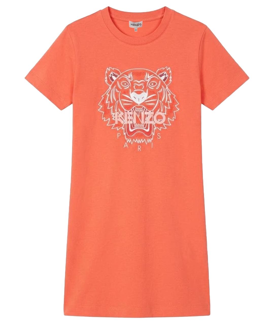 KENZO Коралловое хлопковое повседневное платье, фото 1