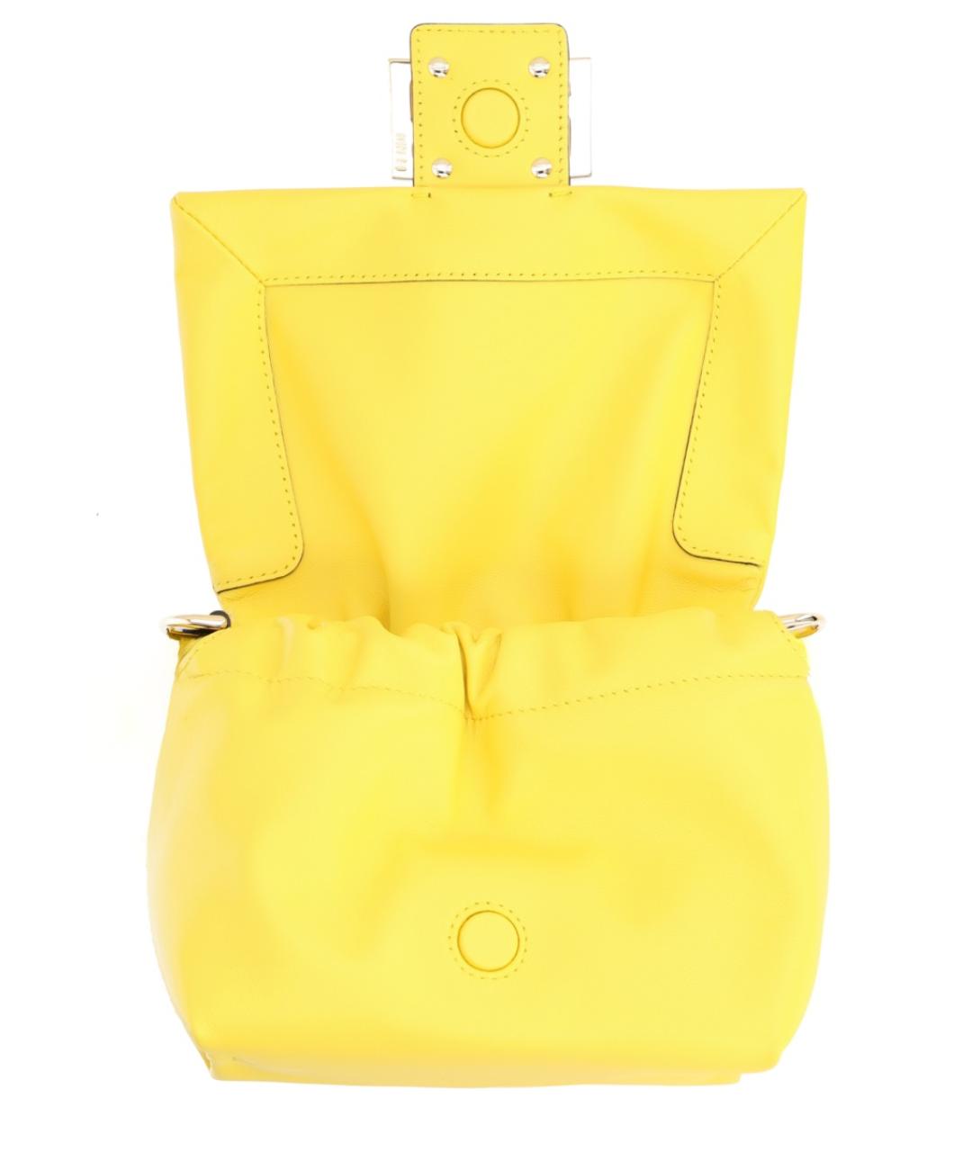 FENDI Желтая кожаная сумка с короткими ручками, фото 3