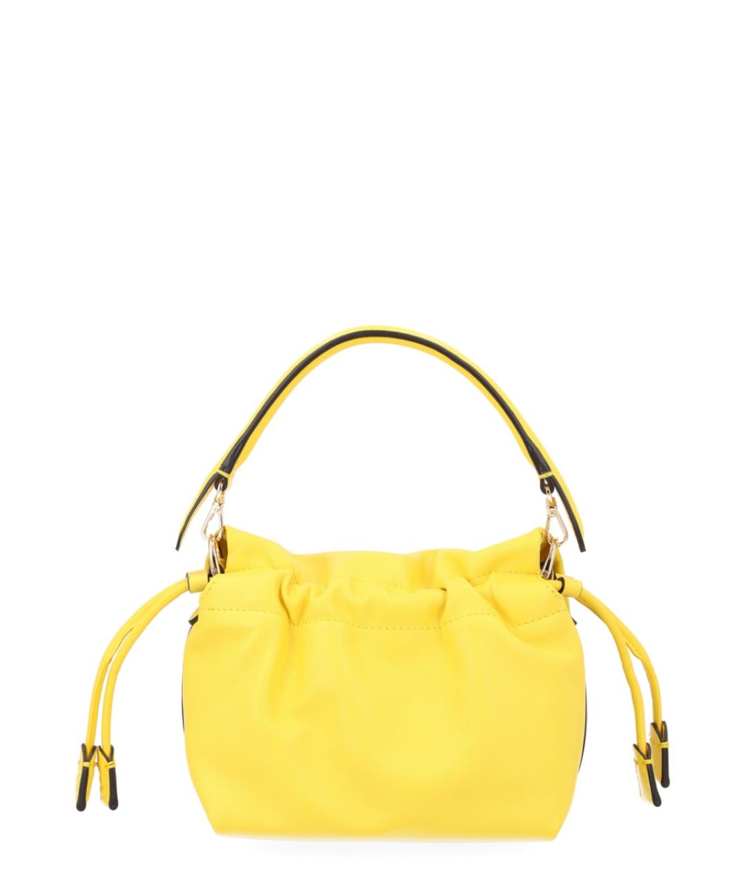 FENDI Желтая кожаная сумка с короткими ручками, фото 4