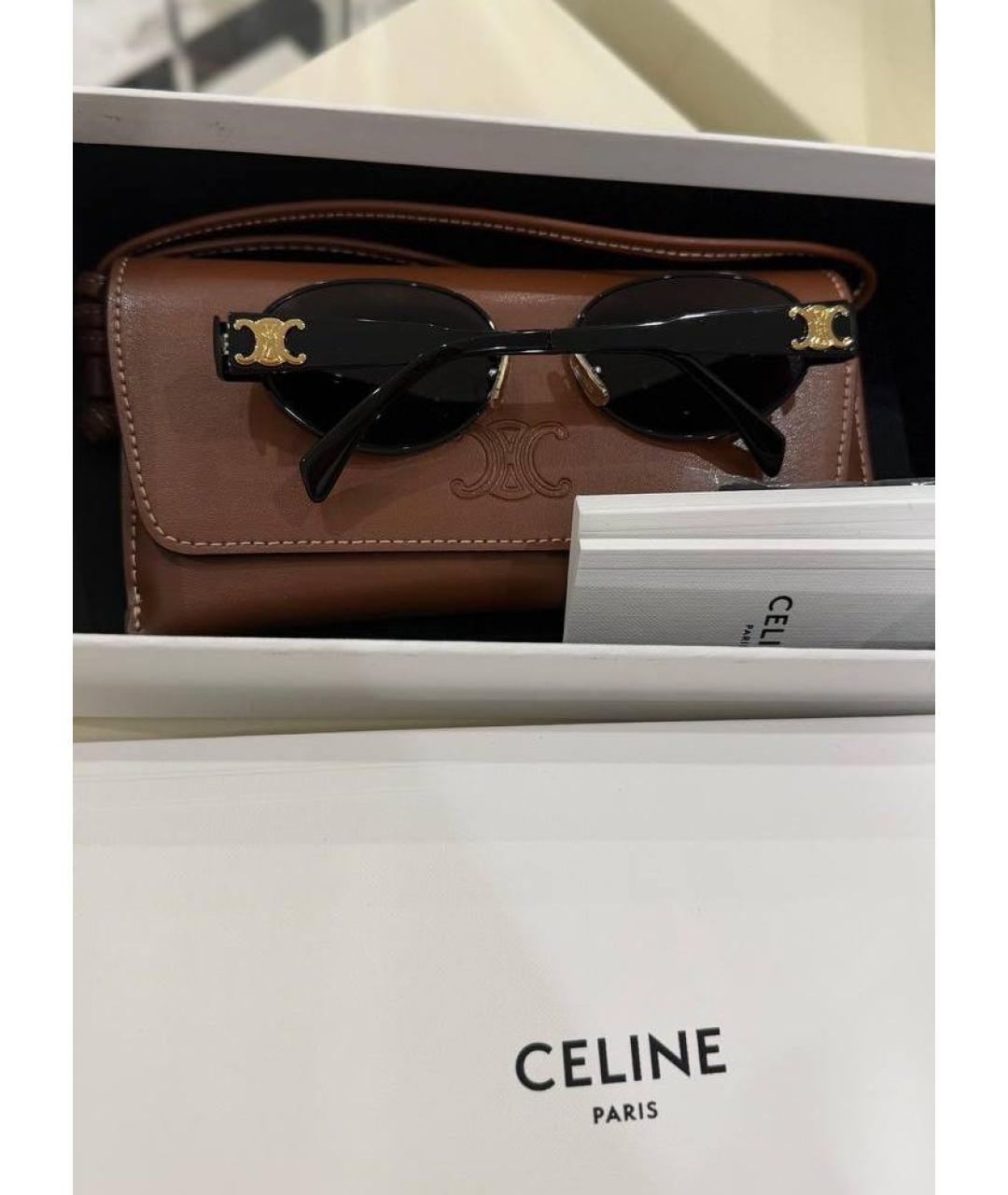 CELINE Черные металлические солнцезащитные очки, фото 3
