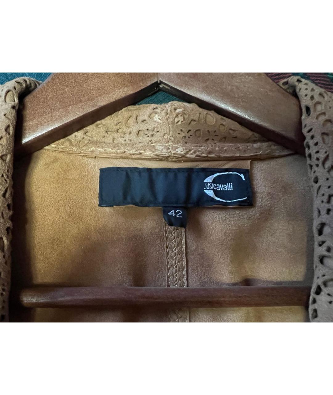 ROBERTO CAVALLI Горчичная кожаная куртка, фото 3