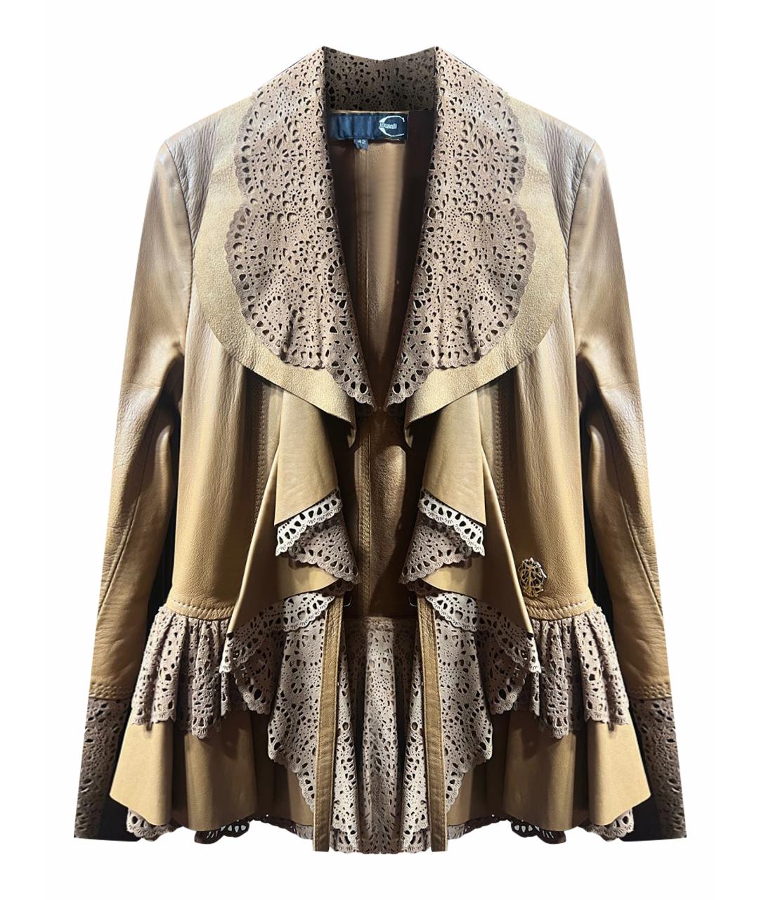 ROBERTO CAVALLI Горчичная кожаная куртка, фото 1