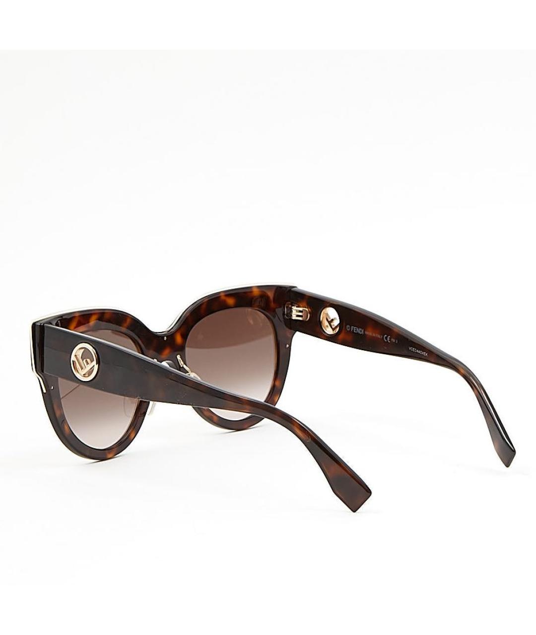FENDI Коричневые пластиковые солнцезащитные очки, фото 2