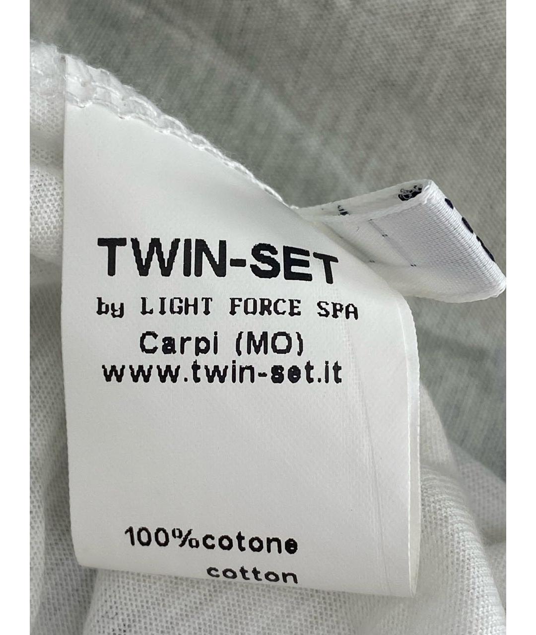 TWIN-SET Белая хлопковая футболка, фото 7