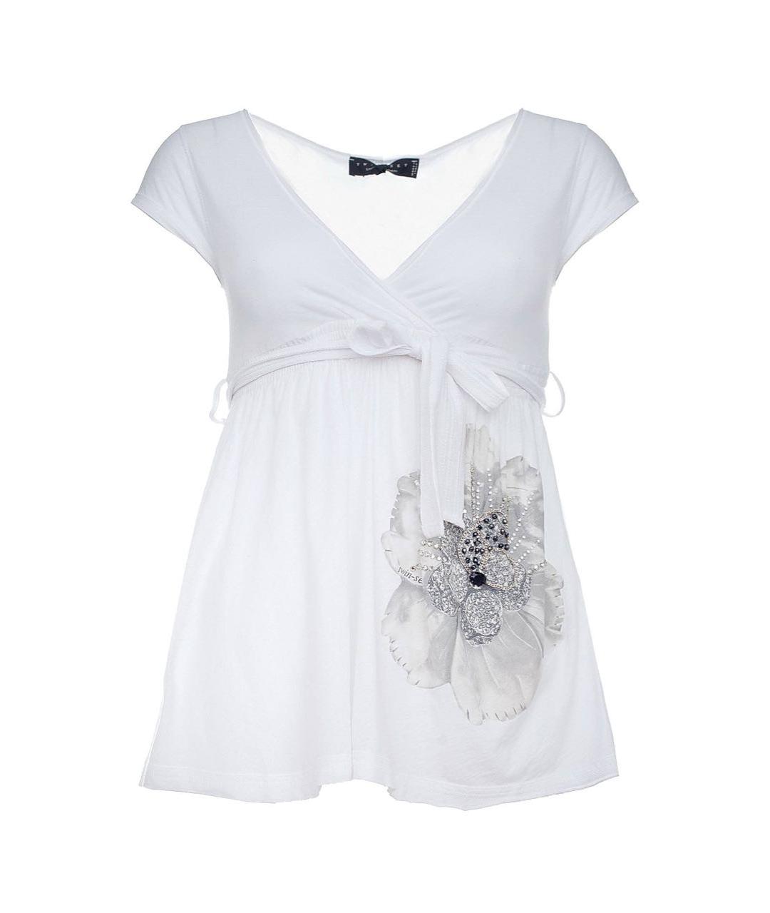 TWIN-SET Белая хлопковая футболка, фото 9