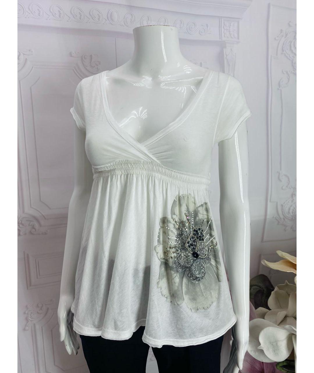 TWIN-SET Белая хлопковая футболка, фото 5