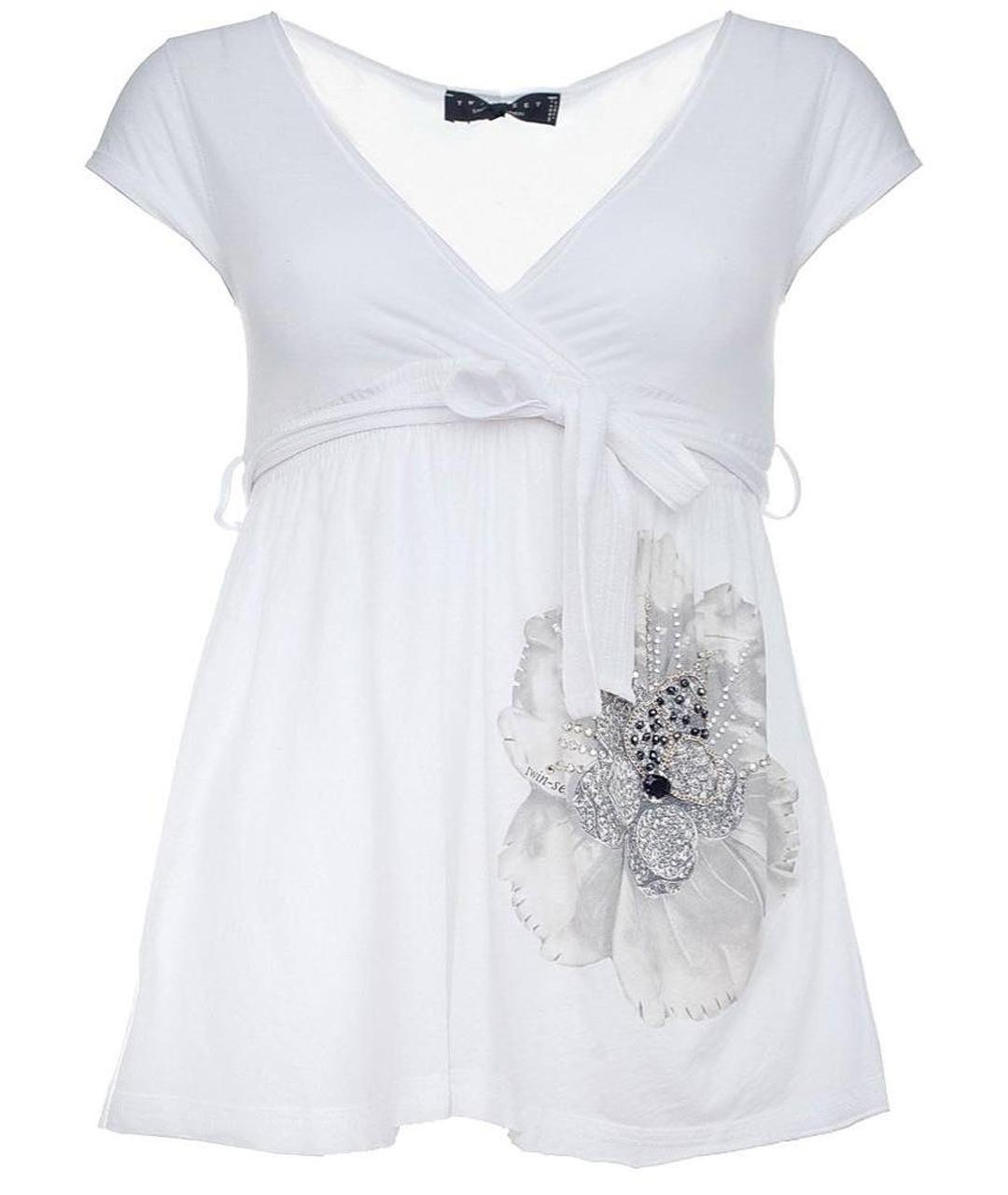 TWIN-SET Белая хлопковая футболка, фото 1