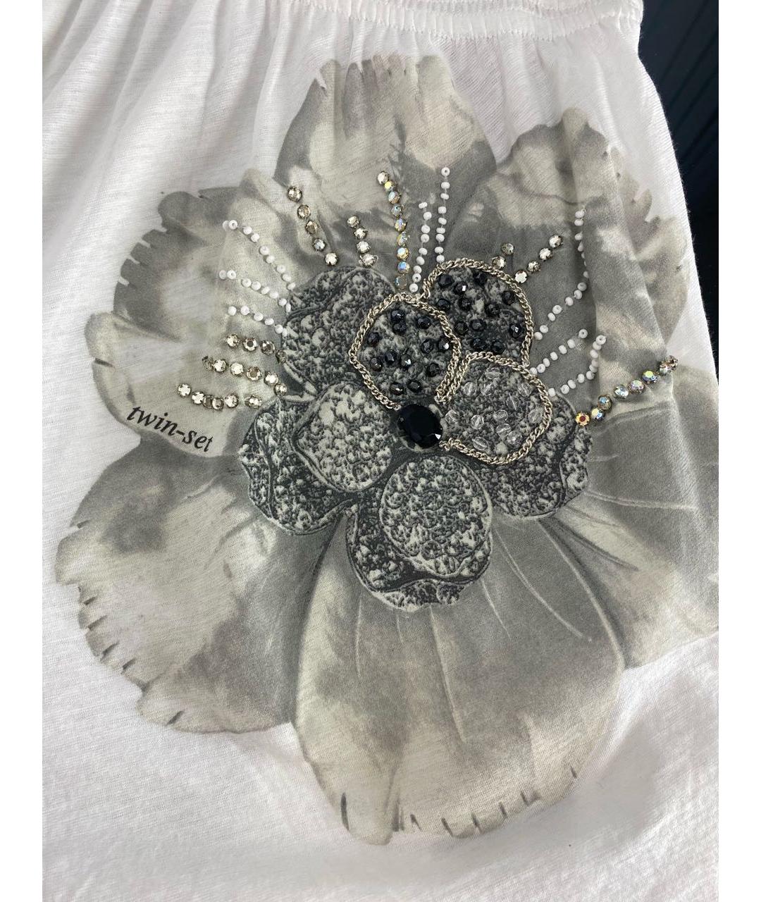 TWIN-SET Белая хлопковая футболка, фото 4