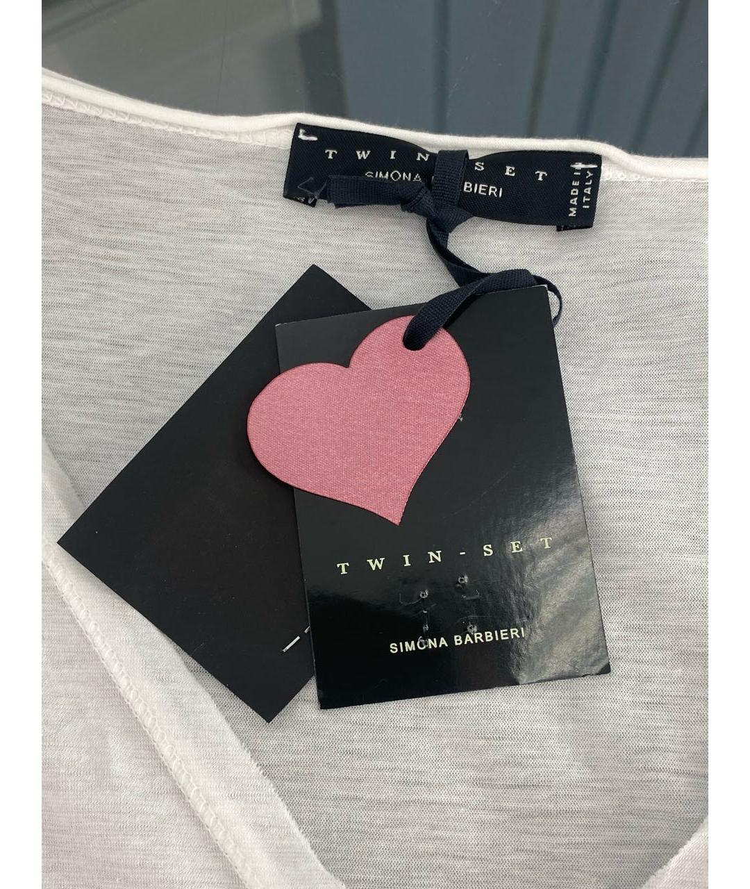 TWIN-SET Белая хлопковая футболка, фото 3