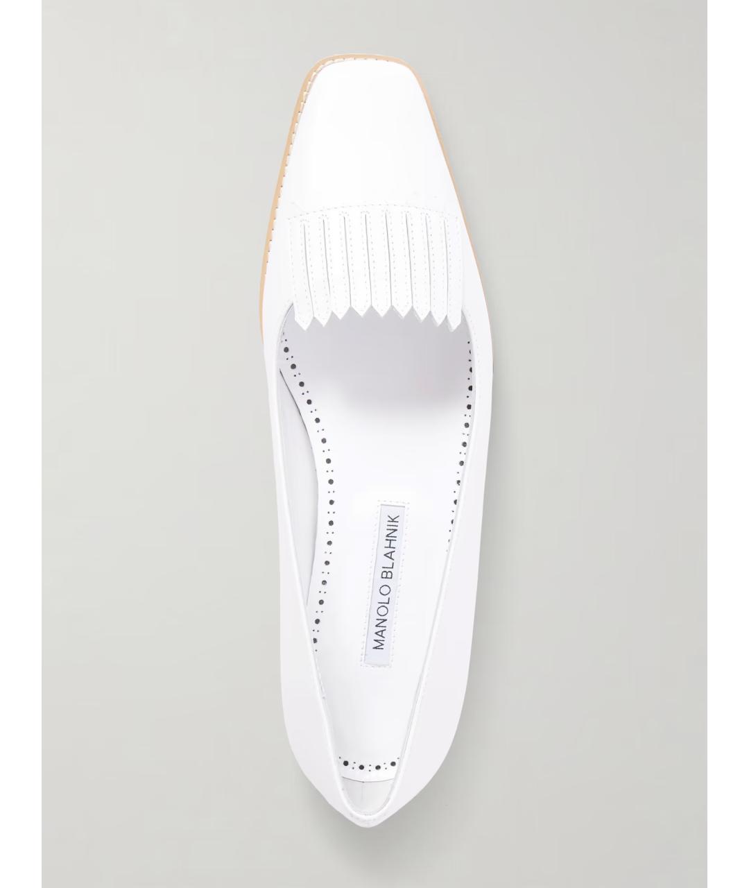 MANOLO BLAHNIK Белые кожаные лоферы, фото 4