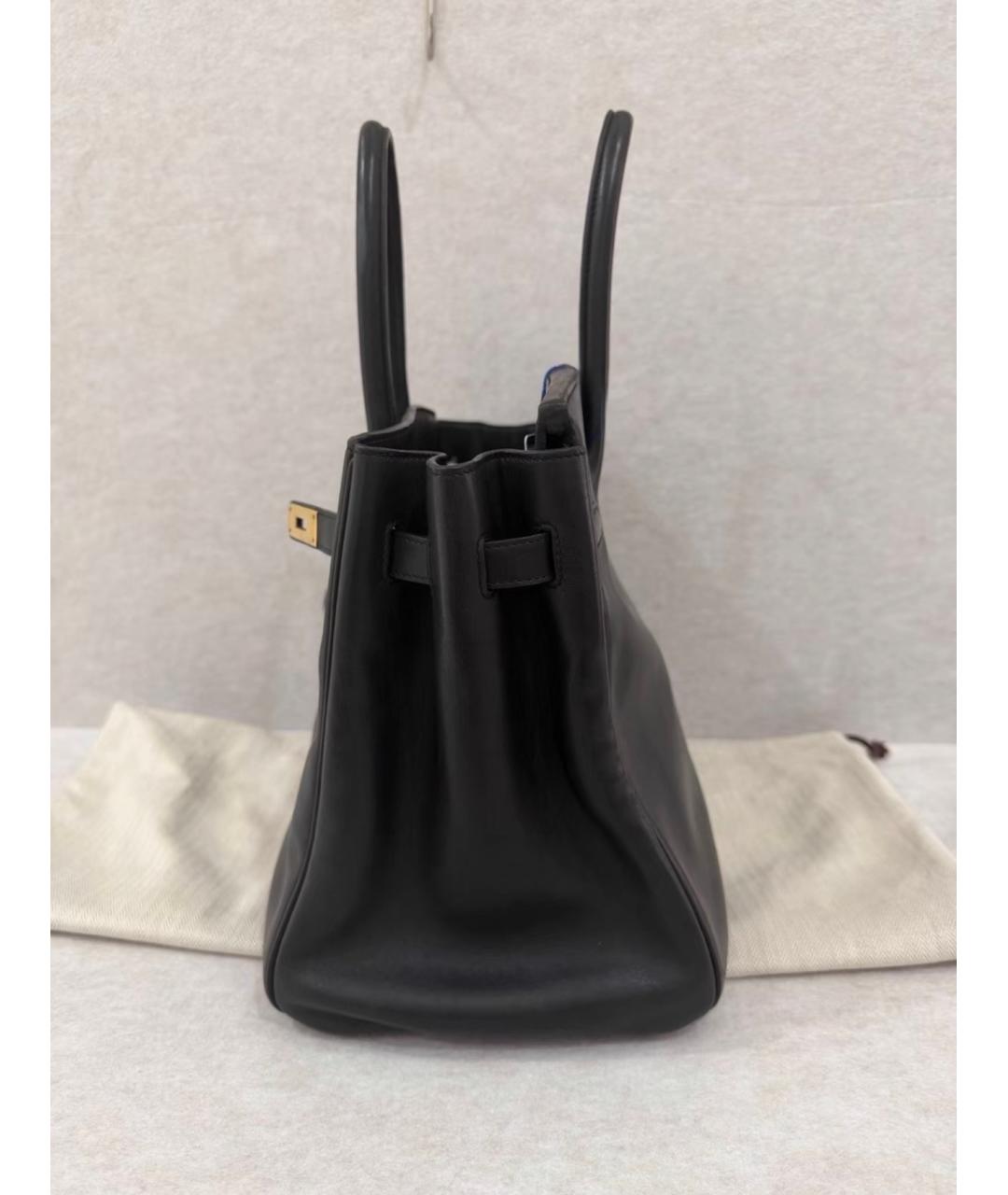 HERMES Черная кожаная сумка с короткими ручками, фото 4
