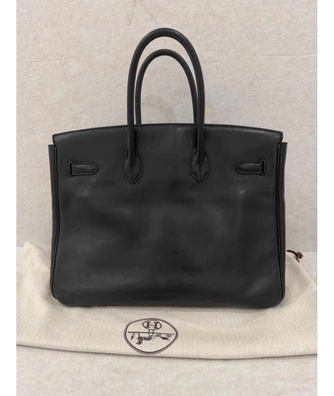 HERMES Черная кожаная сумка с короткими ручками, фото 2